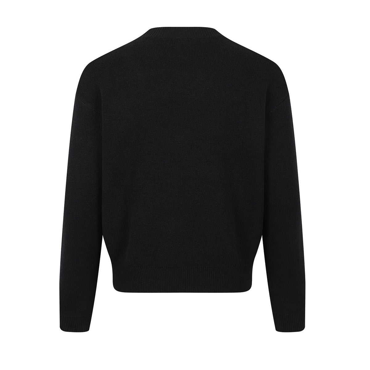 Rock Music Jacquard Crew Neck Pullover Sweater – Black Knit with Band Graphic