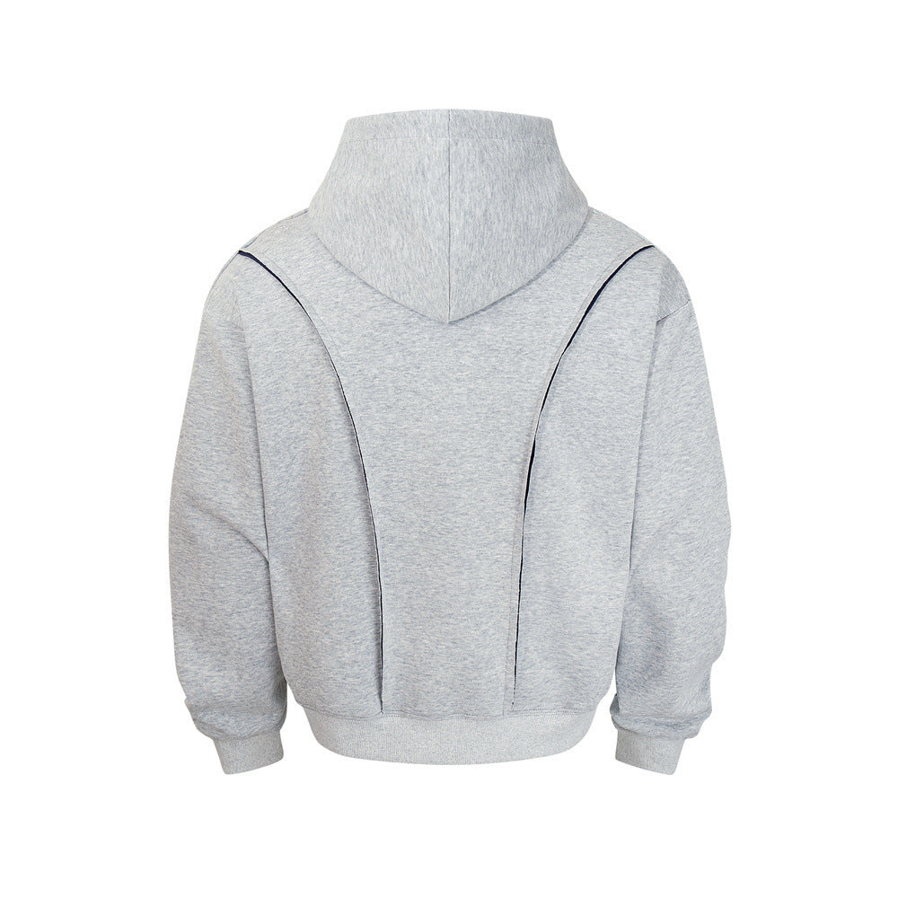 Oversized Pullover Hoodie – Contrast Hood Lining & Exposed Seam Detail