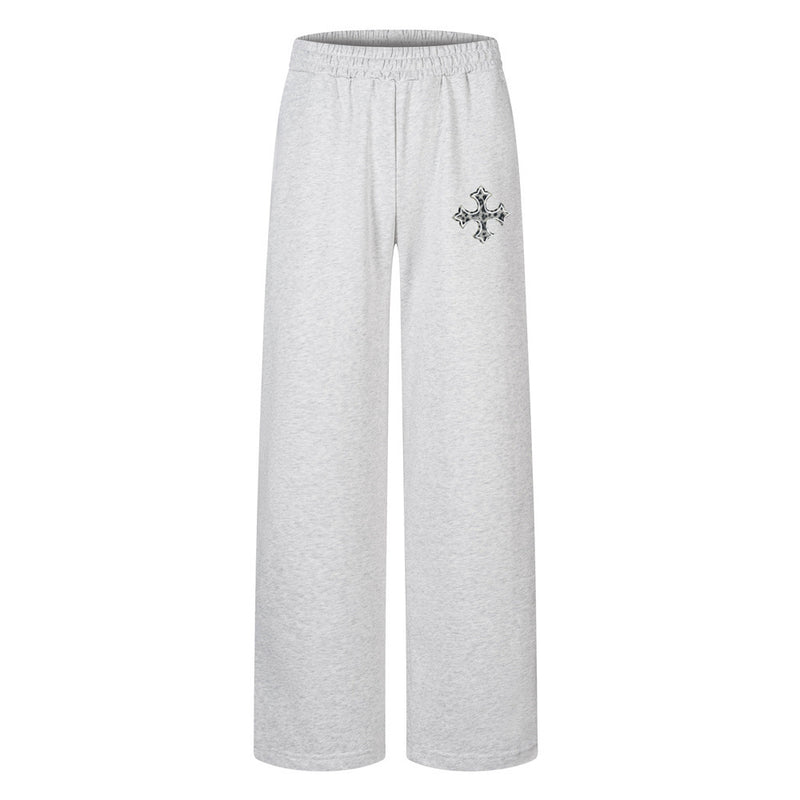 Wide-Leg Sweatpants with Cross Print – Relaxed Fit Streetwear Pants