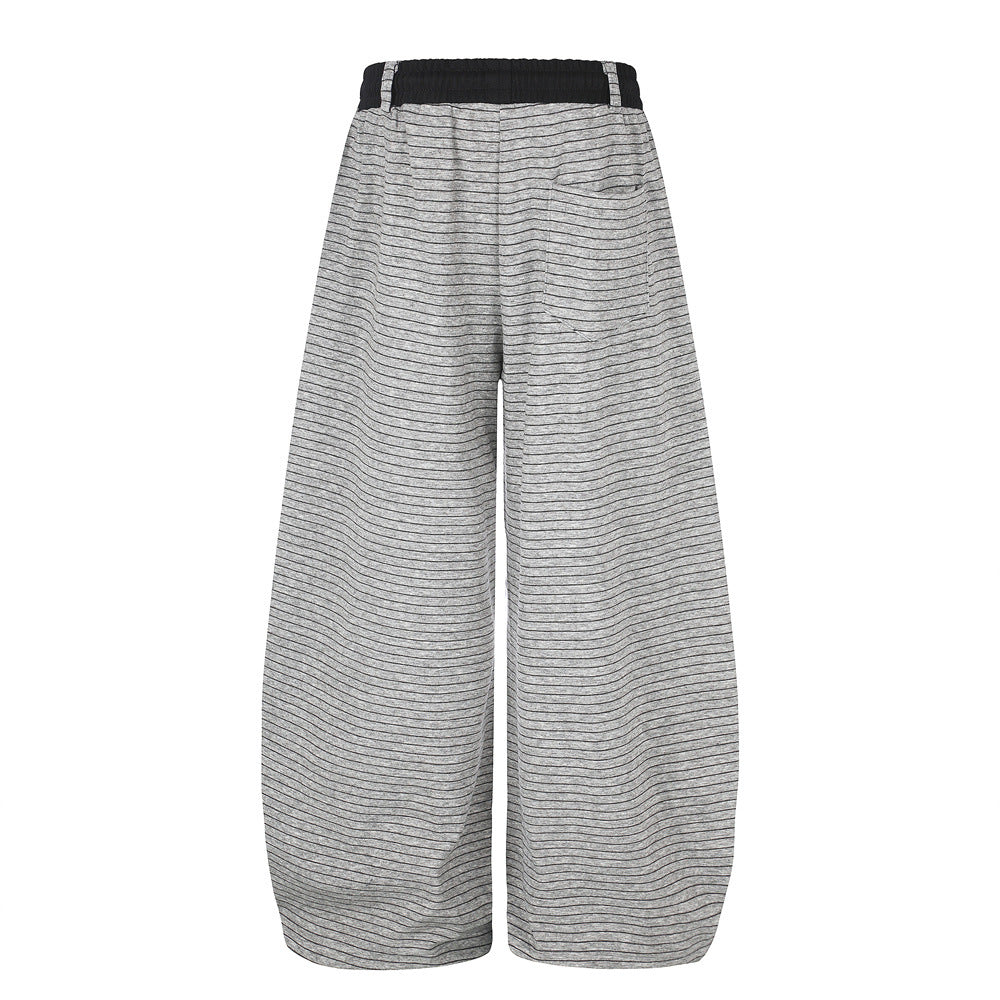 Striped Wide-Leg Sweatpants – Oversized Baggy Fit with Contrast Waistband