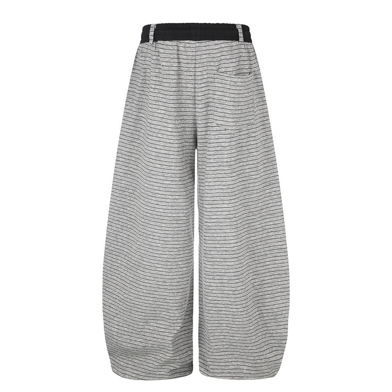 Striped Wide-Leg Sweatpants – Oversized Baggy Fit with Contrast Waistband