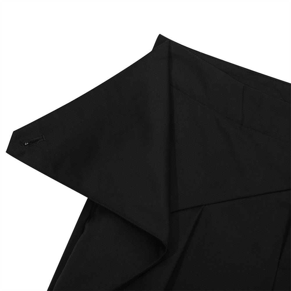Wide-Leg Pleated Trousers with Wrap Waist Detail