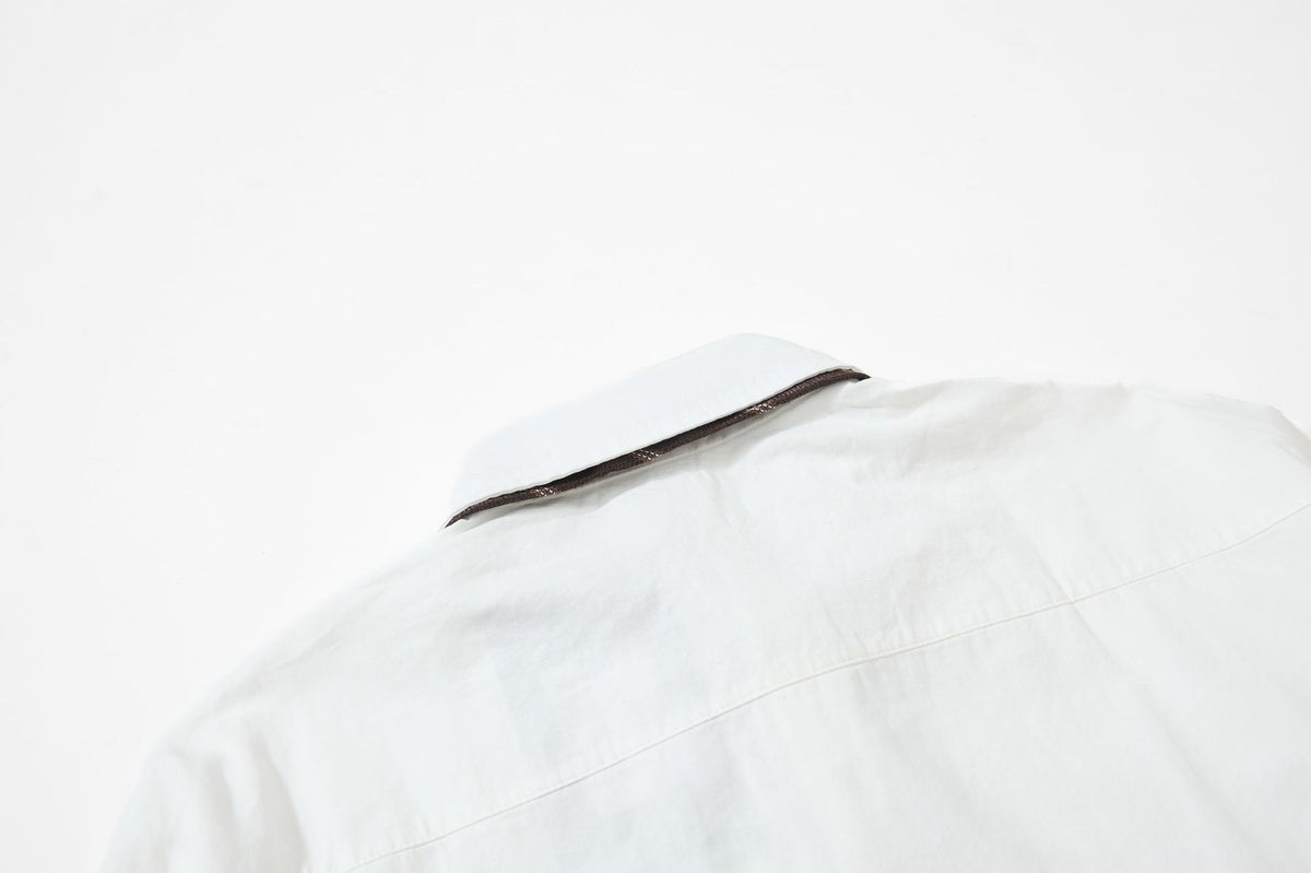 Tan Long Sleeve Shirt with Detachable Tie – Heart & Hook Embroidered Campus