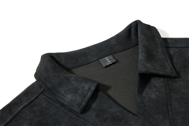 Jersey de cuello en V para hombre, oversized, con bordado universitario