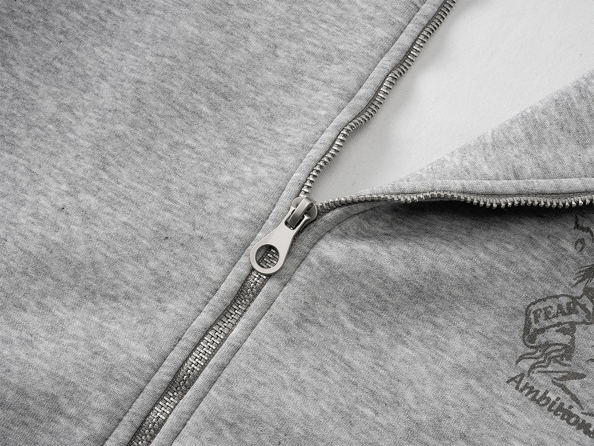Zip-Hoodie mit Kapuze mit Teufelsohren – Gothic-Kreuz-Graphic-Sweatshirt im Streetwear-Stil