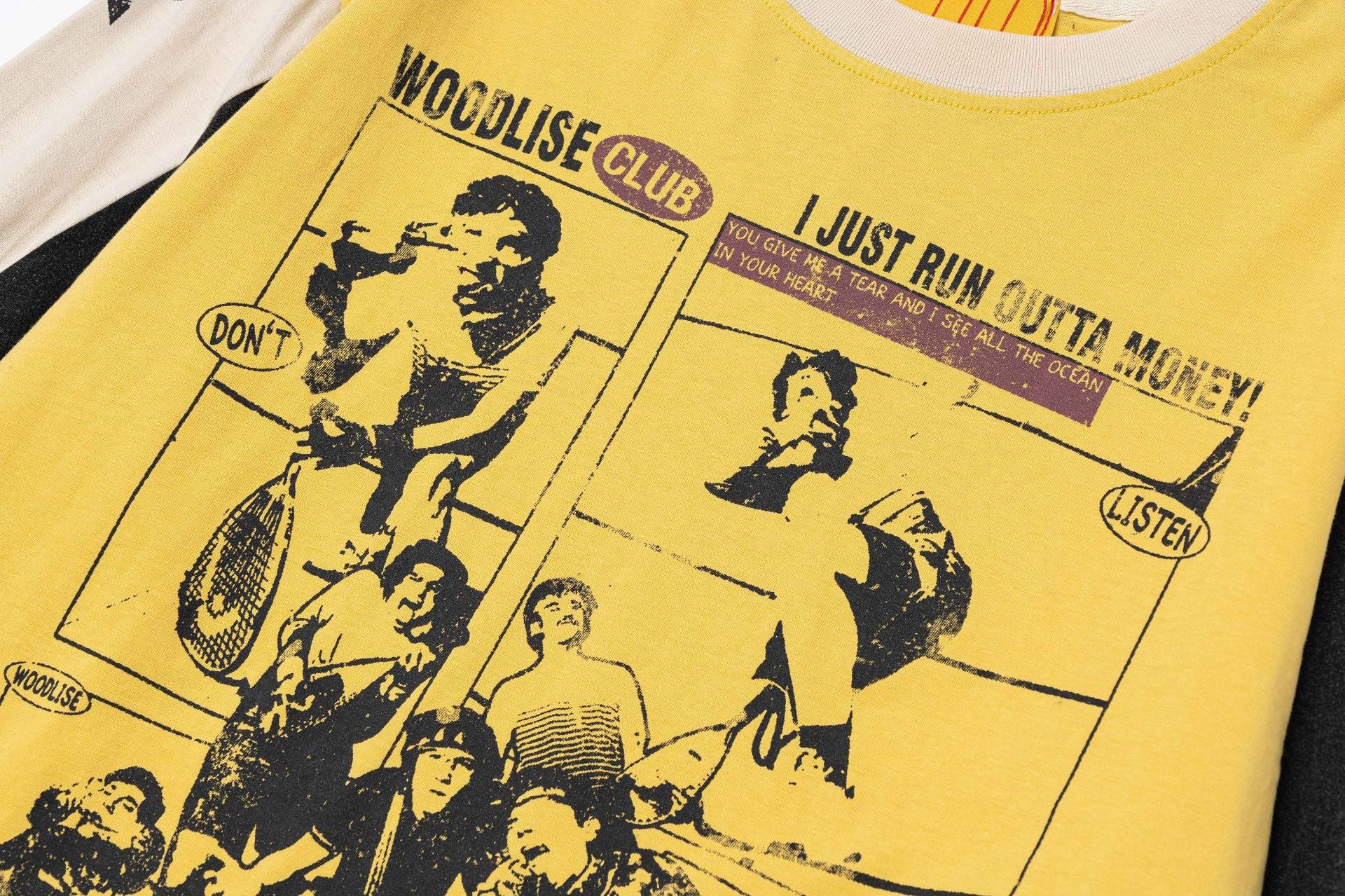カラーブロック ロングスリーブ グラフィックTシャツ｜ヴィンテージ ストリートウェア コミックプリント