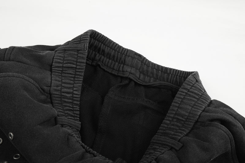 Pantalon de survêtement wide leg – Jogger droit noir délavé à œillets métalliques