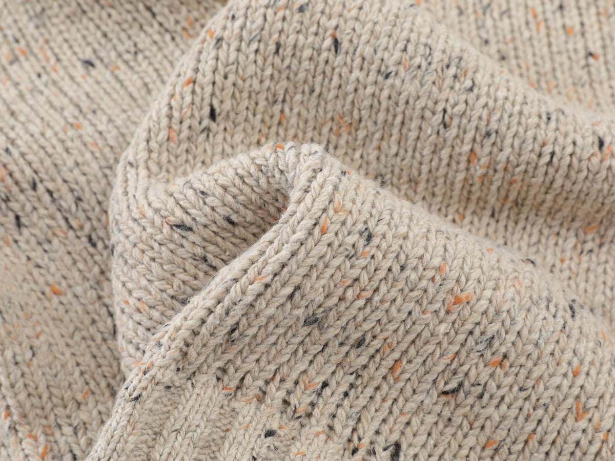 Chunky Knit Cardigan Sweater with Leather Buckle Closure, Mock Neck