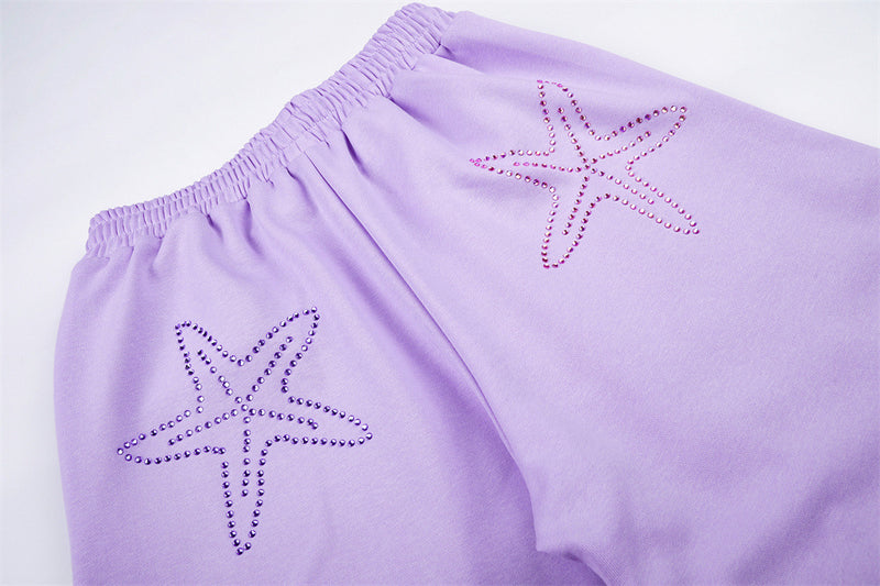 Wide-Leg Sweatpants with Rhinestone Letter Graphic – Oversized Fit