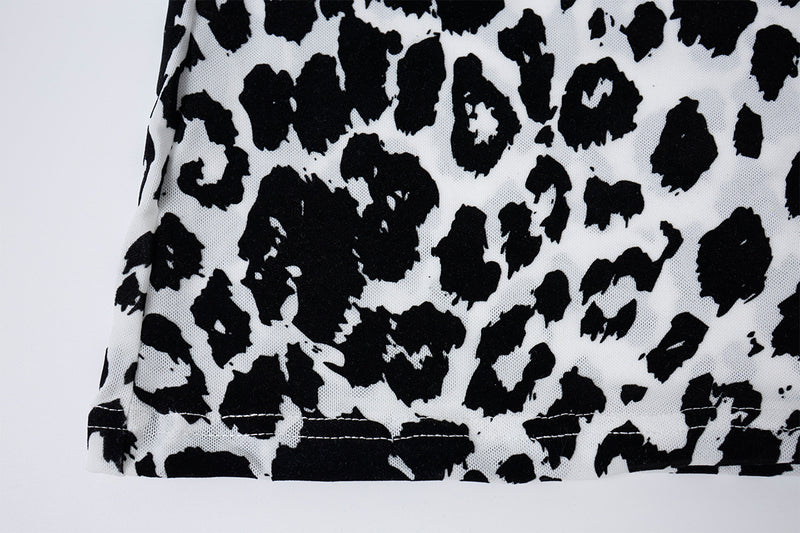 Leopard Print Turtleneck Long Sleeve Slim-Fit Shirt