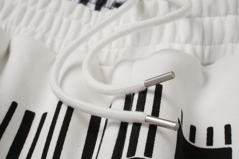 Wide-Leg Sweatpants with Barcode Cross Print & Double Waistband