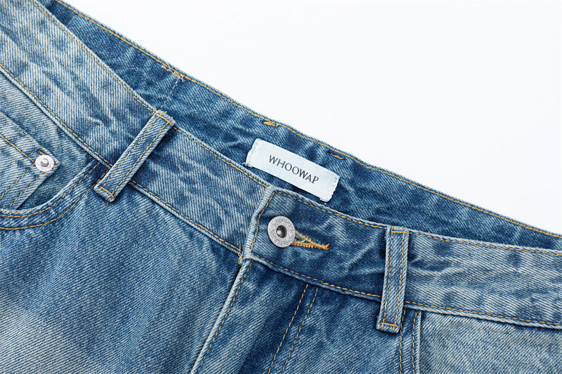 Wide-Leg Jeans – American Vintage Gradient Wash, Distressed Baggy Fit