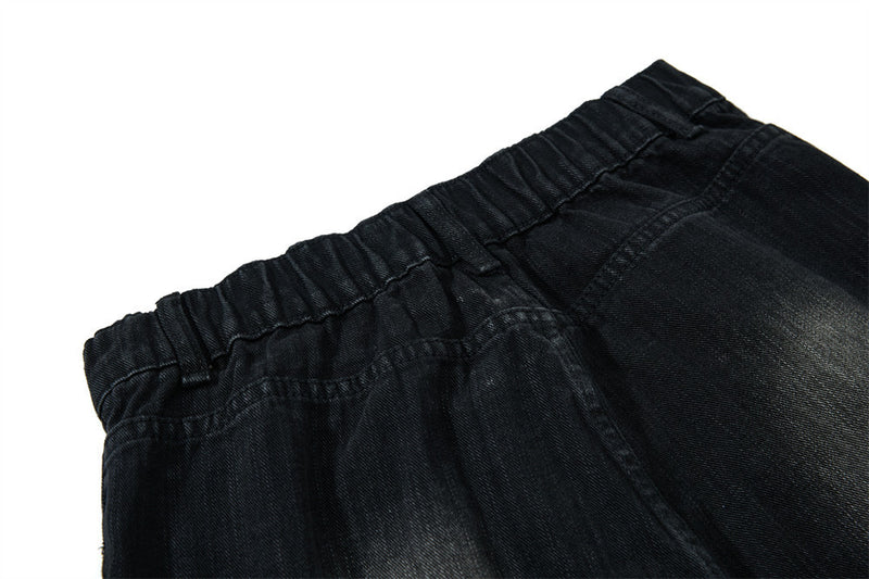 Vaqueros cargo para hombre — Pantalón vaquero de pierna ancha con múltiples bolsillos y lavado desgastado