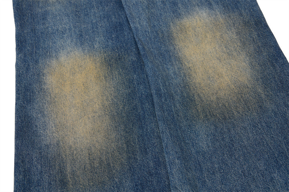 Men's Distressed Flare Jeans – Vintage Mud-Dye Wide Leg Denim