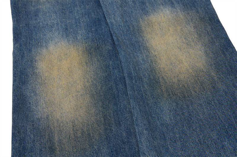 Men's Distressed Flare Jeans – Vintage Mud-Dye Wide Leg Denim