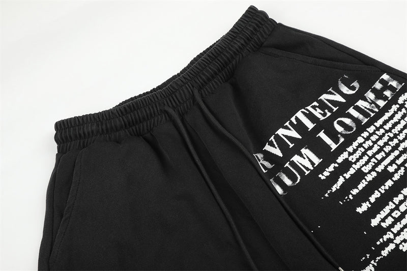 Wide-Leg Graphic Sweatpants – Baggy Fit with Letter Print & Elastic Waist