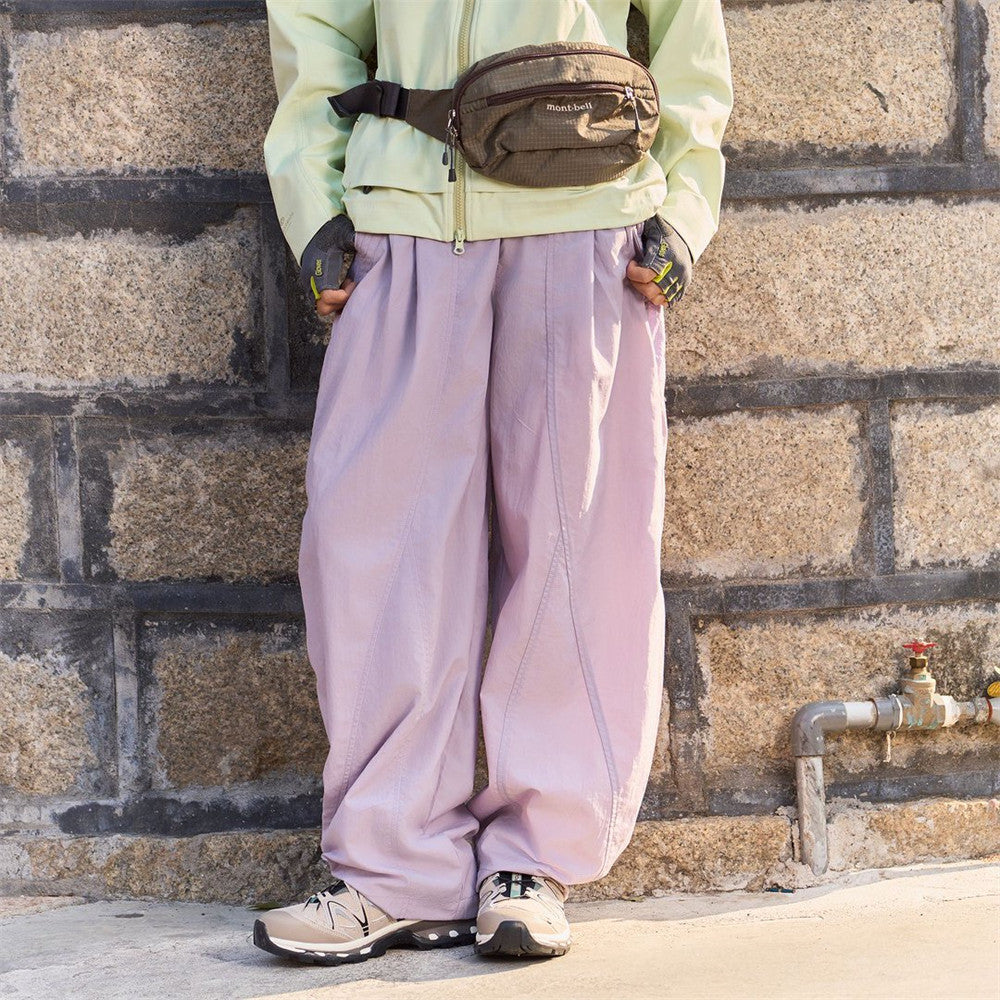 Baggy Wide-Leg Parachute Pants – Unisex Drawstring Jogger with Elastic Waist