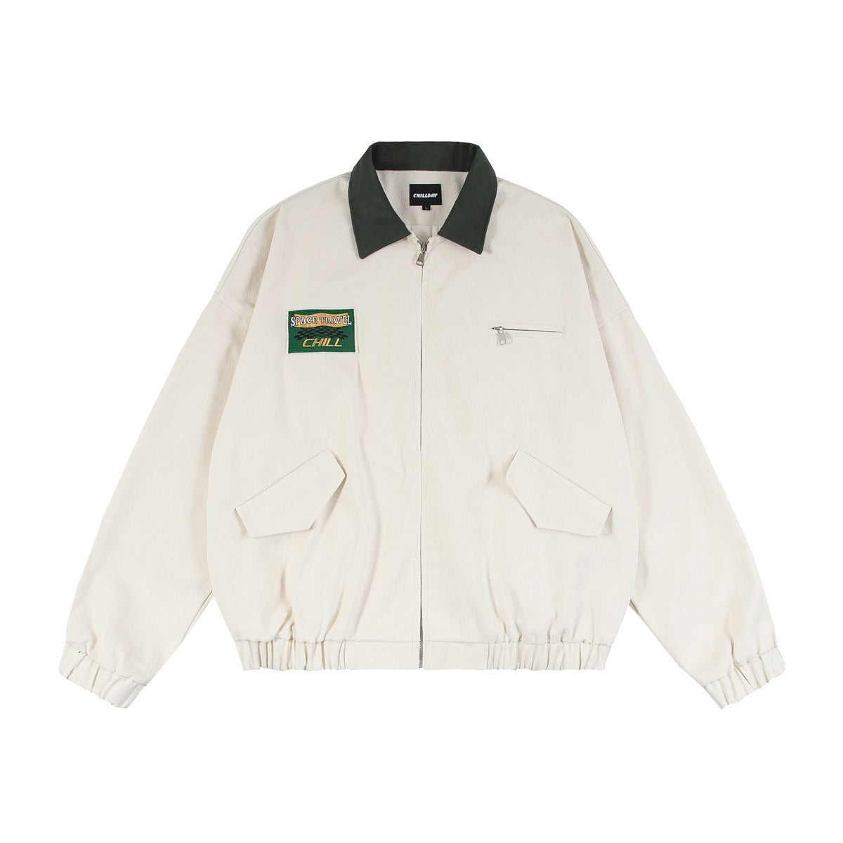 Veste Harrington rétro color block – Veste de travail zippée à col contrastant
