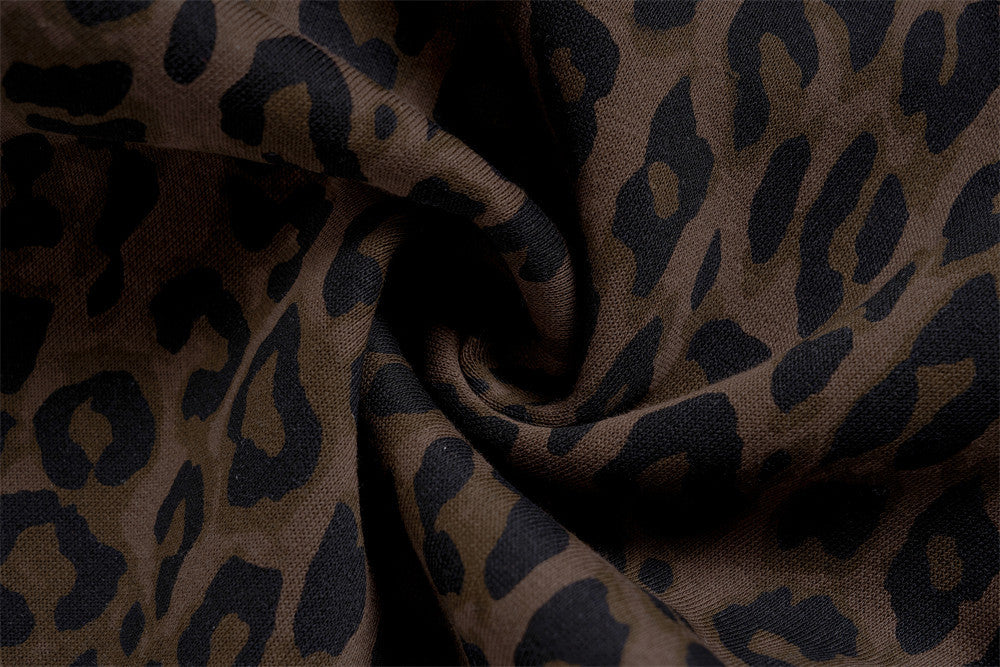 Leopard Print Zip-Up Hoodie – Men's Embroidered Oversized Jacket