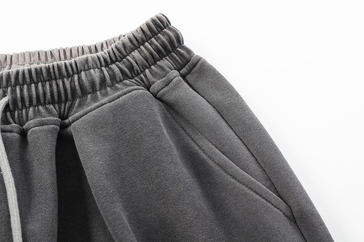 Pantalon de survêtement à jambes larges – Imprimé lettrage gris dégradé délavé, coupe baggy
