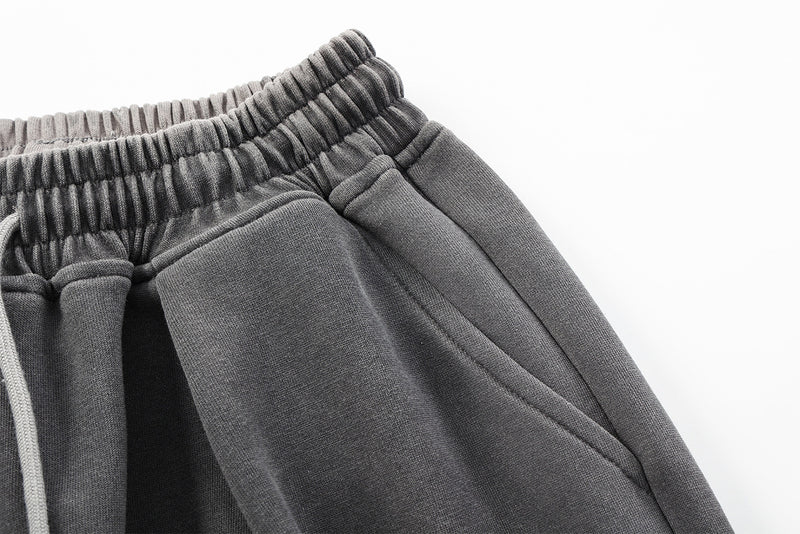 Pantalon de survêtement à jambes larges – Imprimé lettrage gris dégradé délavé, coupe baggy