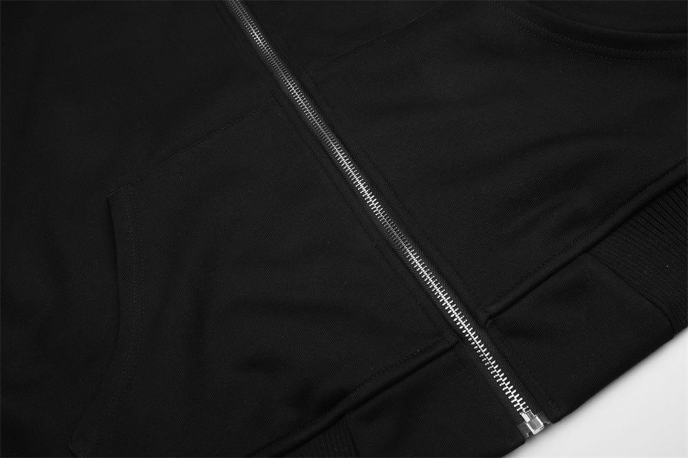Sweat à capuche zippé avec détail de fermeture étoilée en strass — Noir oversize