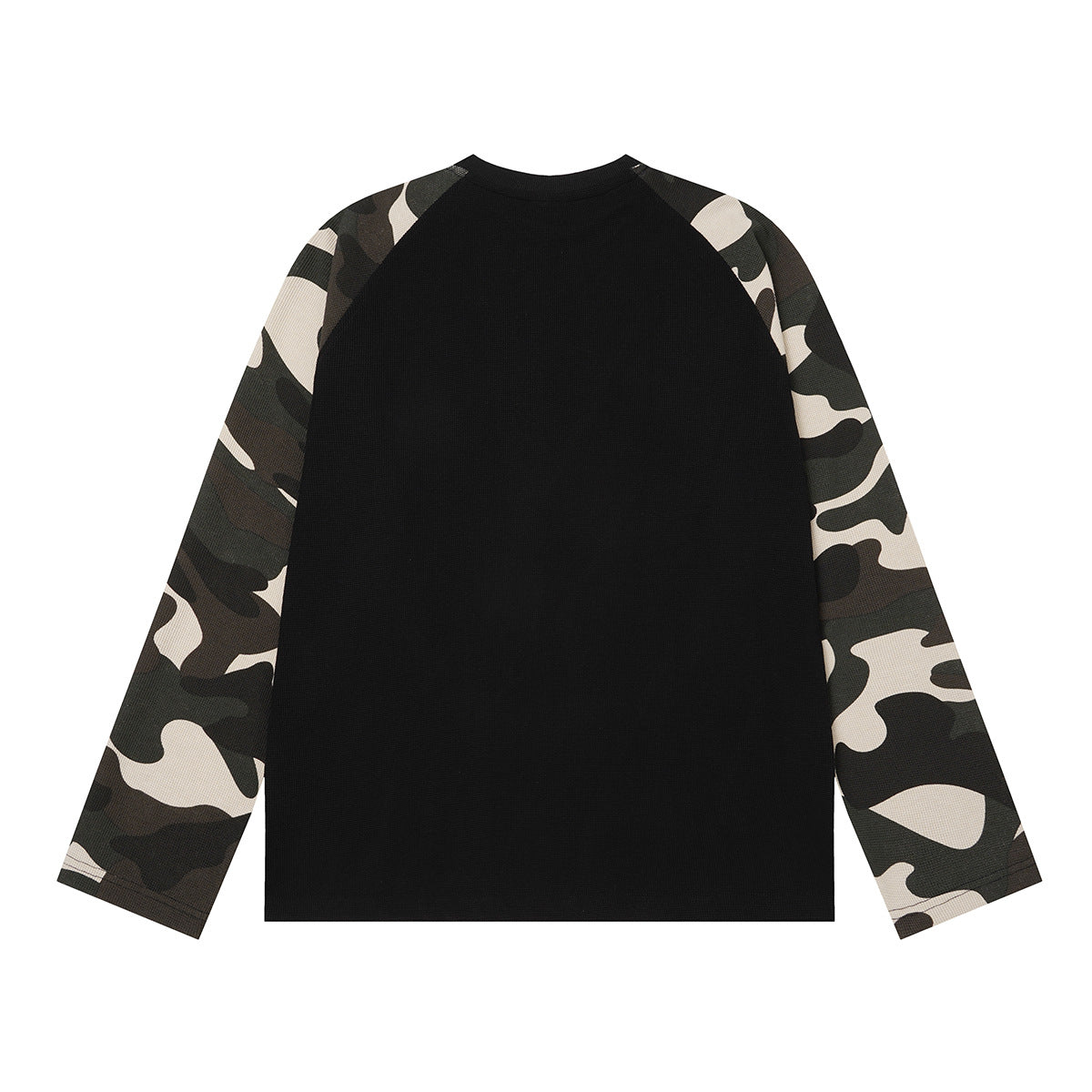 Camouflage-Raglan-Langarmshirt – Pfeilflaggen-Print, Rundhalsausschnitt