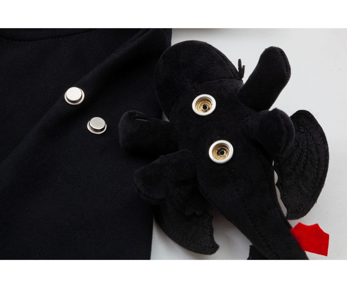 Cute Night Fury Dragon Hoodie – Anime-Inspired Full Zip Hoodie with 3D Ears &amp; Toy Accessory