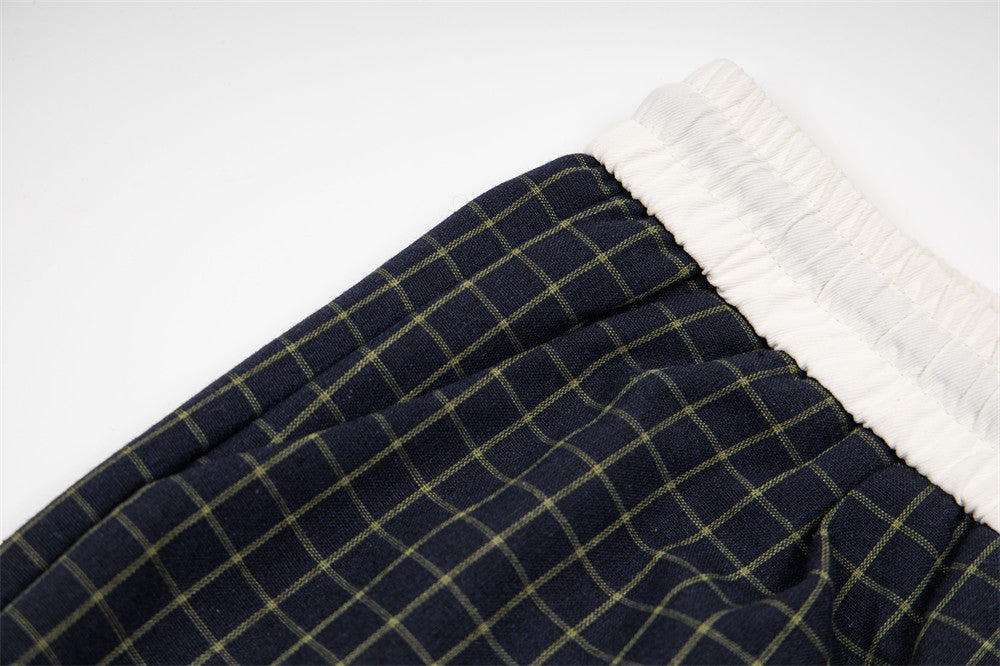 Contrast Pocket Plaid Wide-Leg Pants – Relaxed Fit Streetwear Trousers