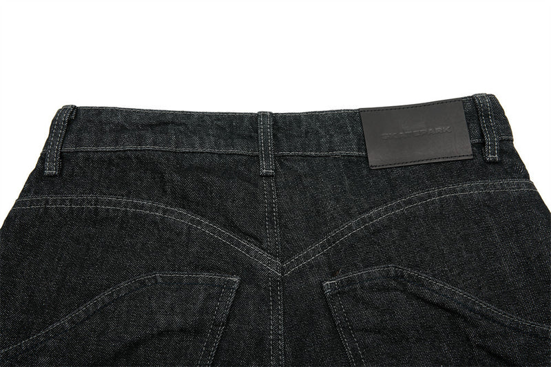 Men's Wide-Leg Black Jeans – Dragon Embroidery Straight Leg Denim