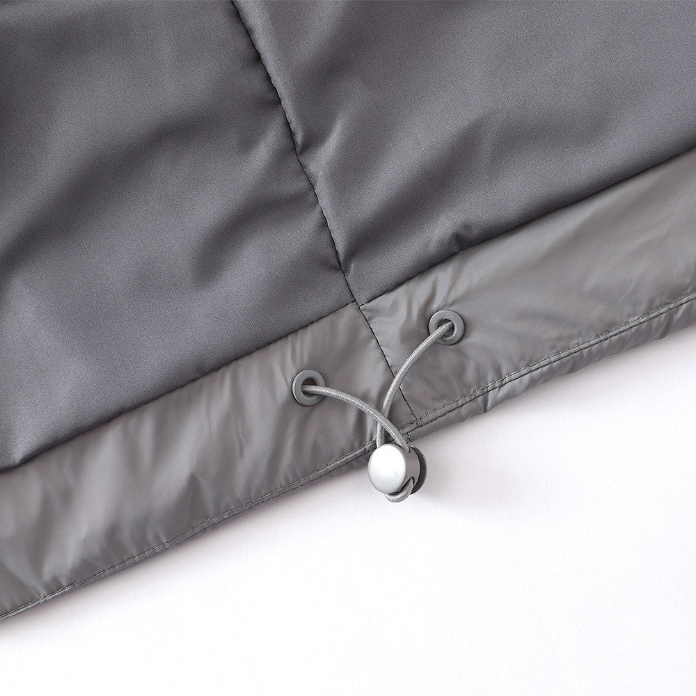 Oversized Hooded Puffer Jacket – Full-Zip Quilted Down Coat in Grey