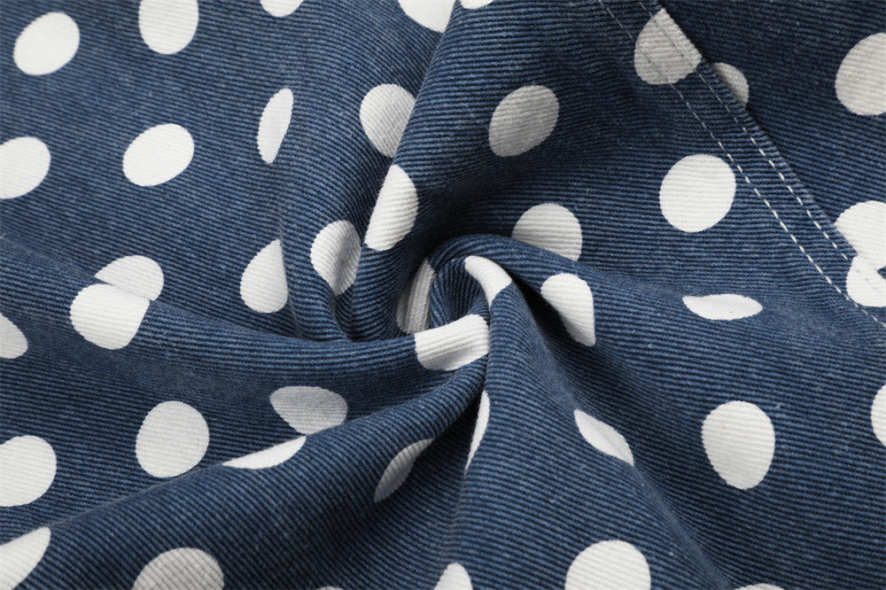 Polka Dot Wide-Leg Pants – Men's Curved Hem Baggy Trousers