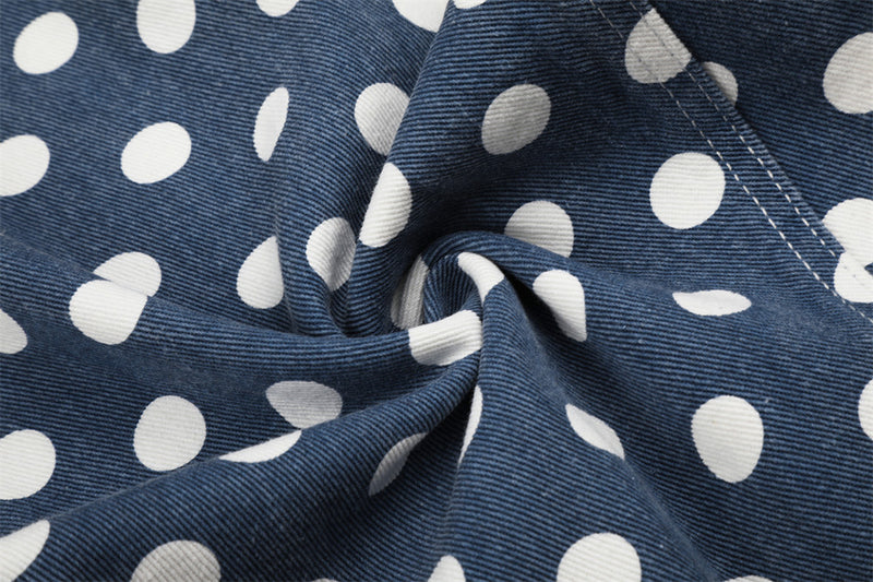 Polka Dot Wide-Leg Pants – Men's Curved Hem Baggy Trousers