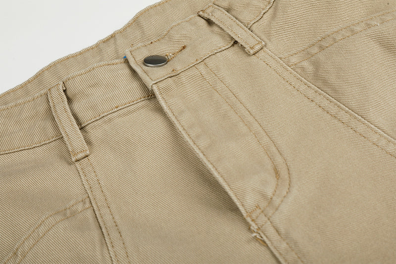 Studded Wide-Leg Cargo Pants with Oversized Pockets