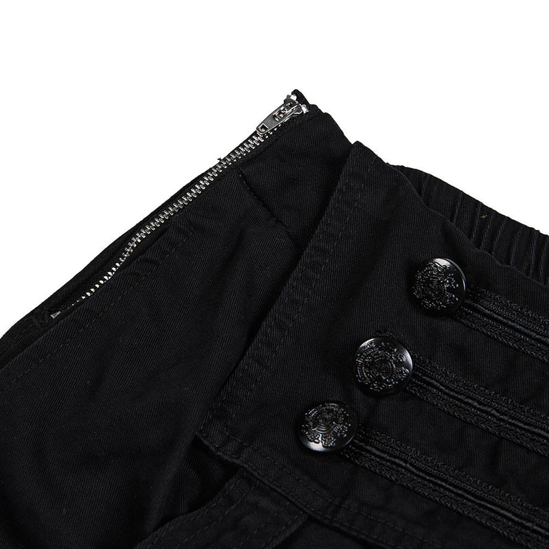 Pantalon cargo homme noir wide leg avec taille effet double boutonnage et multiples poches