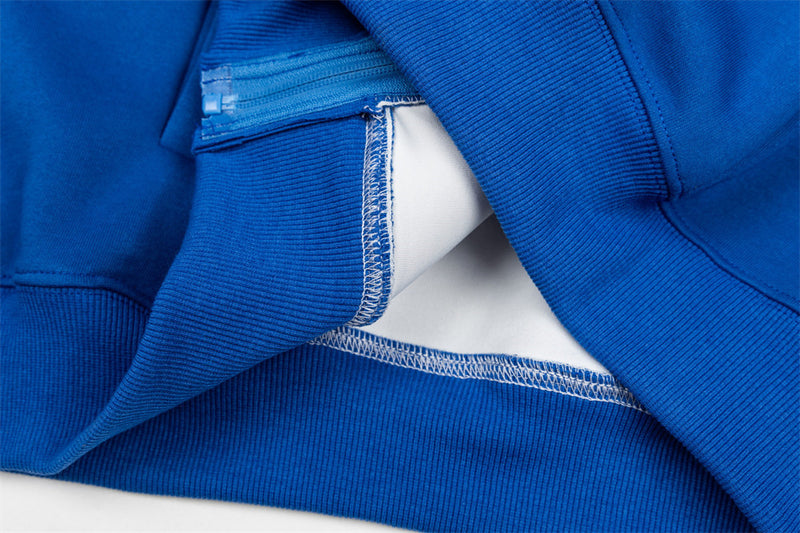 Men's Zip-Up Track Jacket with Stripe Sleeves and Crest Badge