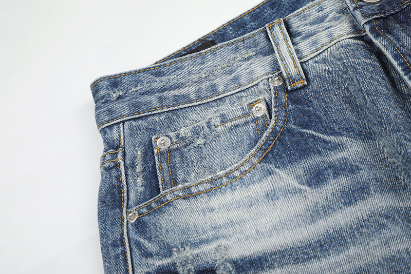 Jean baggy délavé clair – Pantalon droit en denim délavé, jambes larges et détails usés