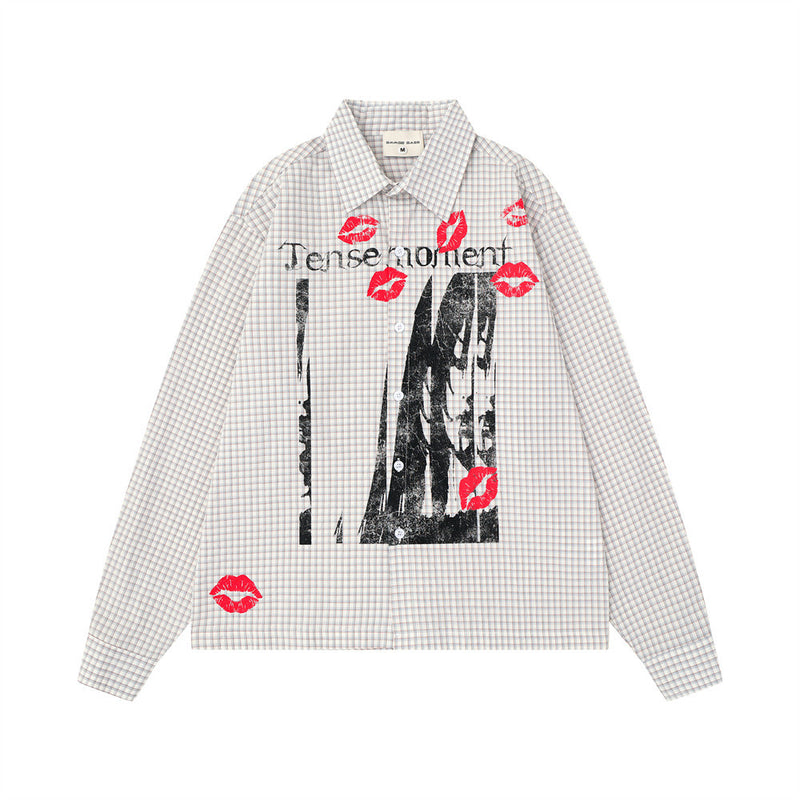 Plaid Long Sleeve Shirt – Graphic Print Oversized Fit