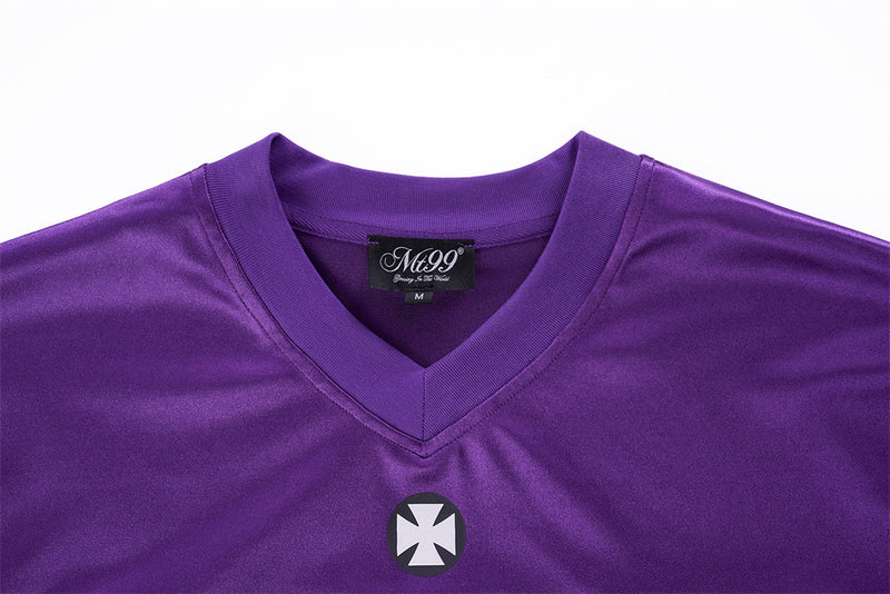 Oversized V-Neck T-Shirt Men's Football Jersey Mesh Number 08 Short Sleeve