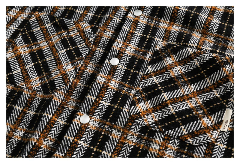 Vintage Plaid Patchwork Fringe Jacket – Oversized Unisex Overshirt