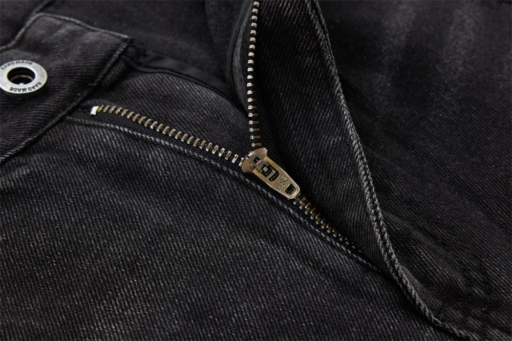 Ripped Baggy Jeans Men – Star Rhinestone & Sequin Wide-Leg Black Distressed