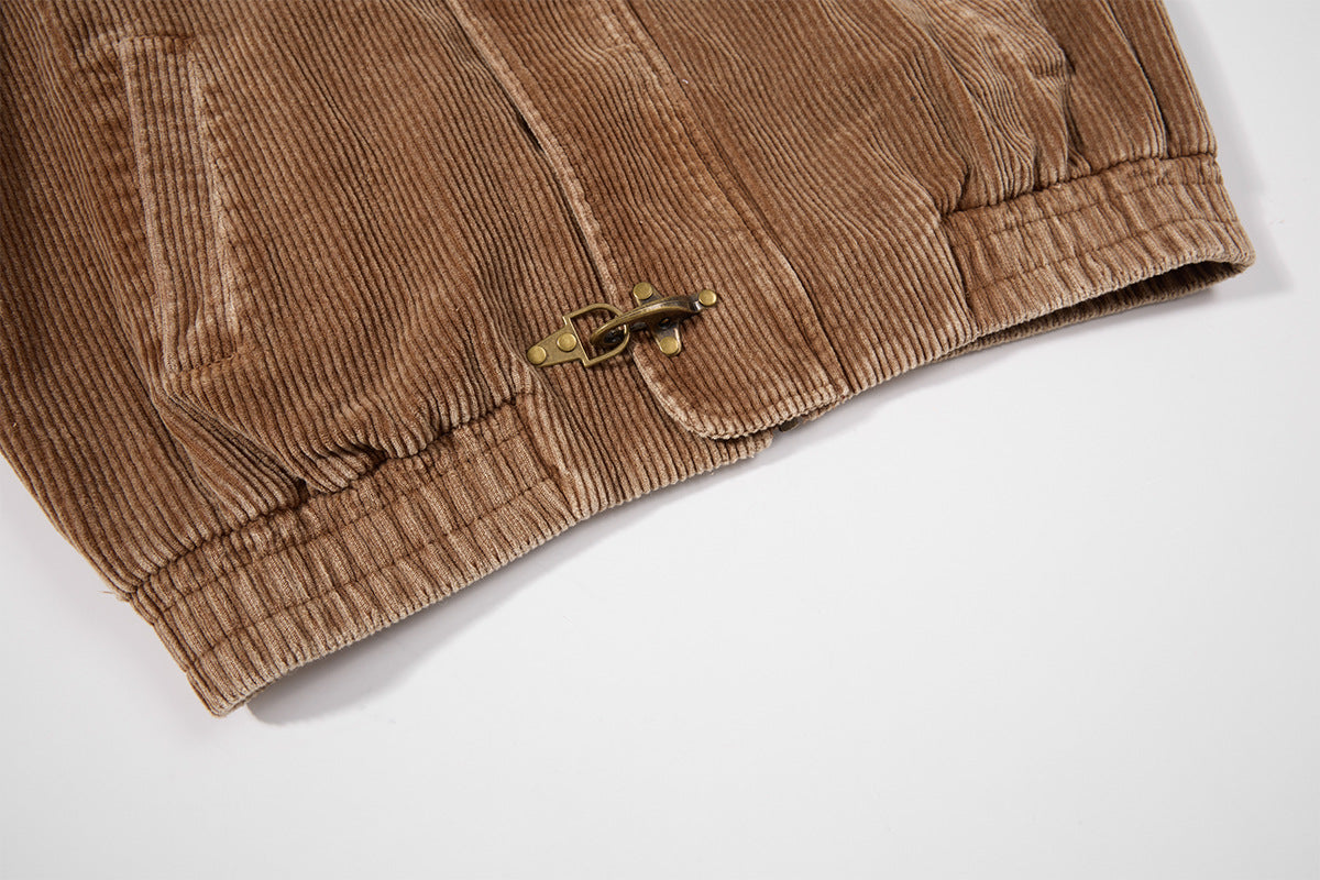 Chaqueta Bomber Harrington de Pana – Corte Cuadrado con Cierre de Broche Vintage