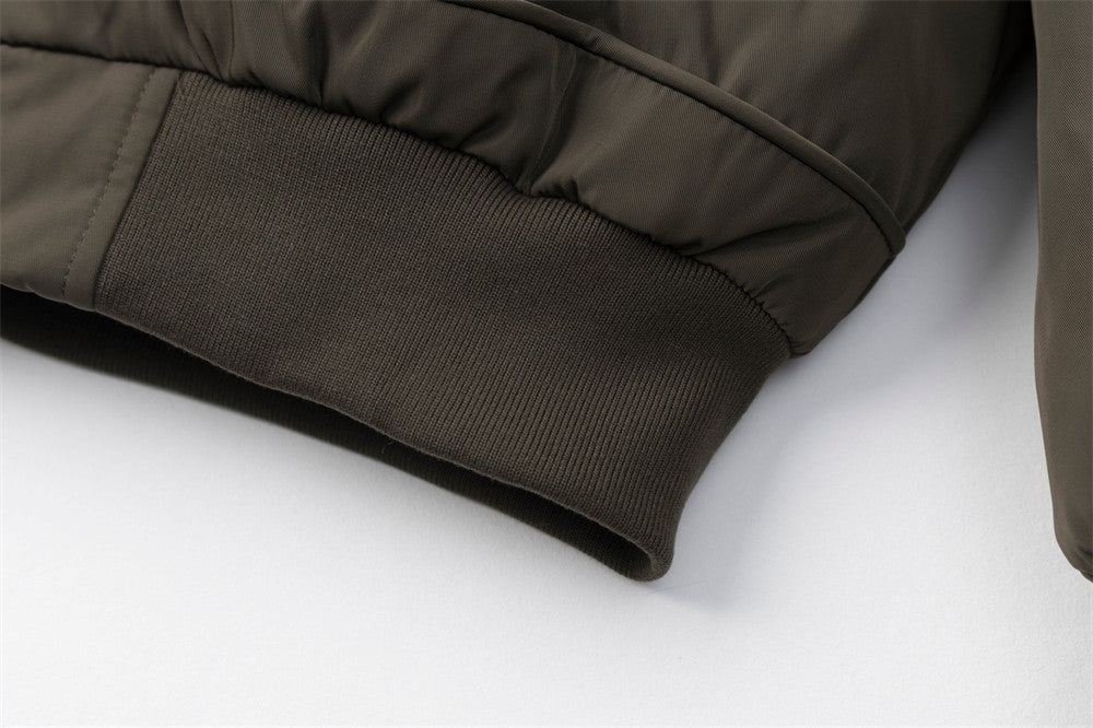 Olive Bomber Jacket Men – Sherpa Collar Padded Flight Jacket