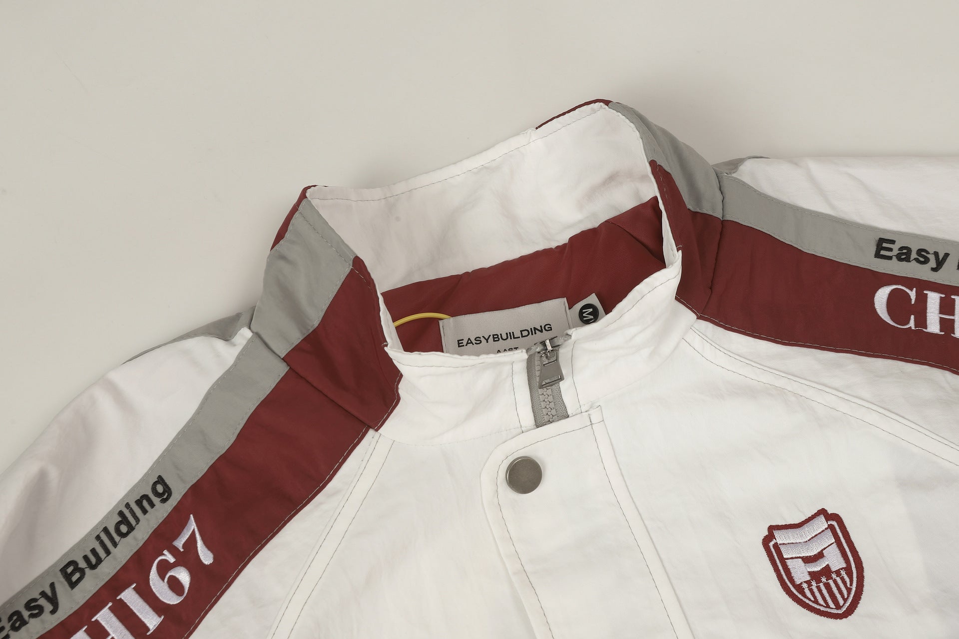 Blouson racing varsity brodé – Veste bomber colorblock CHI67 streetwear