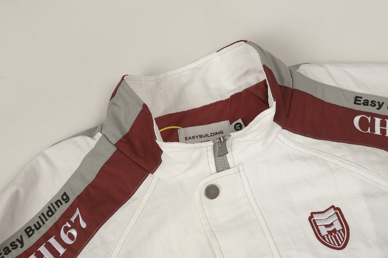 Blouson racing varsity brodé – Veste bomber colorblock CHI67 streetwear