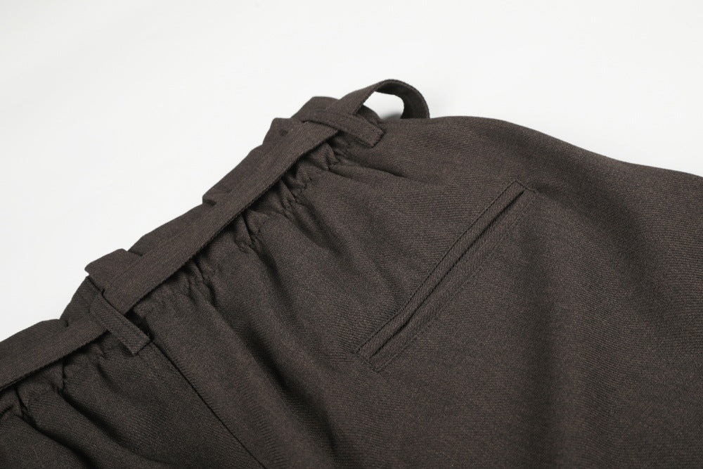 Wide-Leg Tailored Shorts with Belt – High Waist Pleated Bermuda