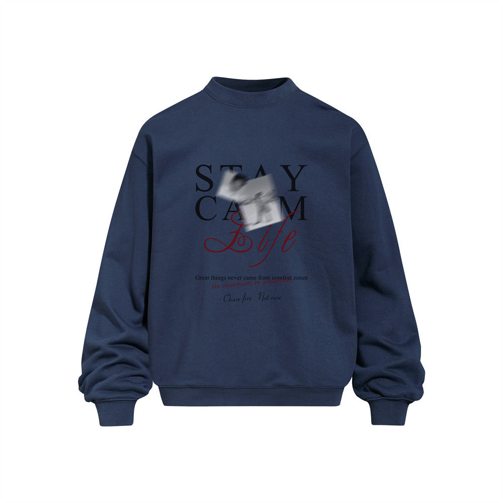 Stay Calm Life Graphic Crewneck Sweatshirt – Oversized Streetwear Pullover