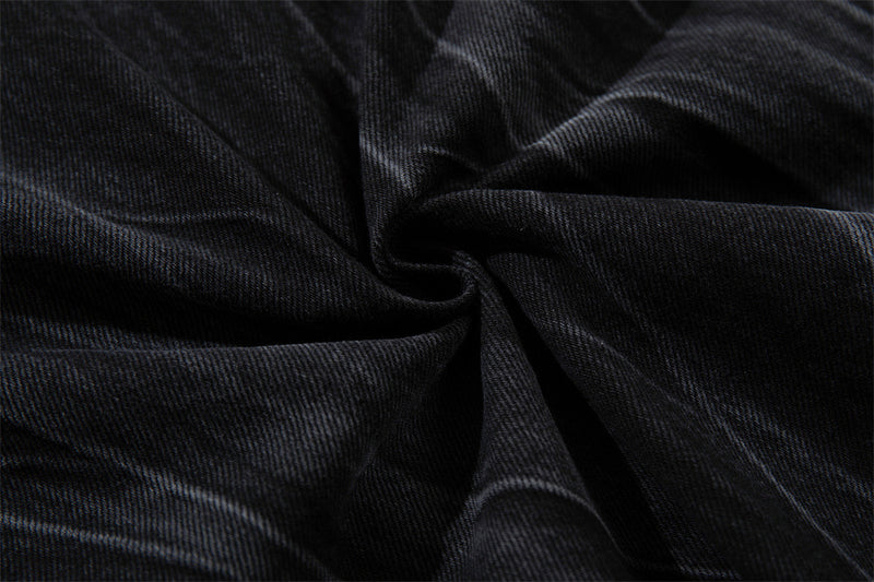 Crinkle-Washed Black Denim Shorts – Wide Leg Streetwear Fit