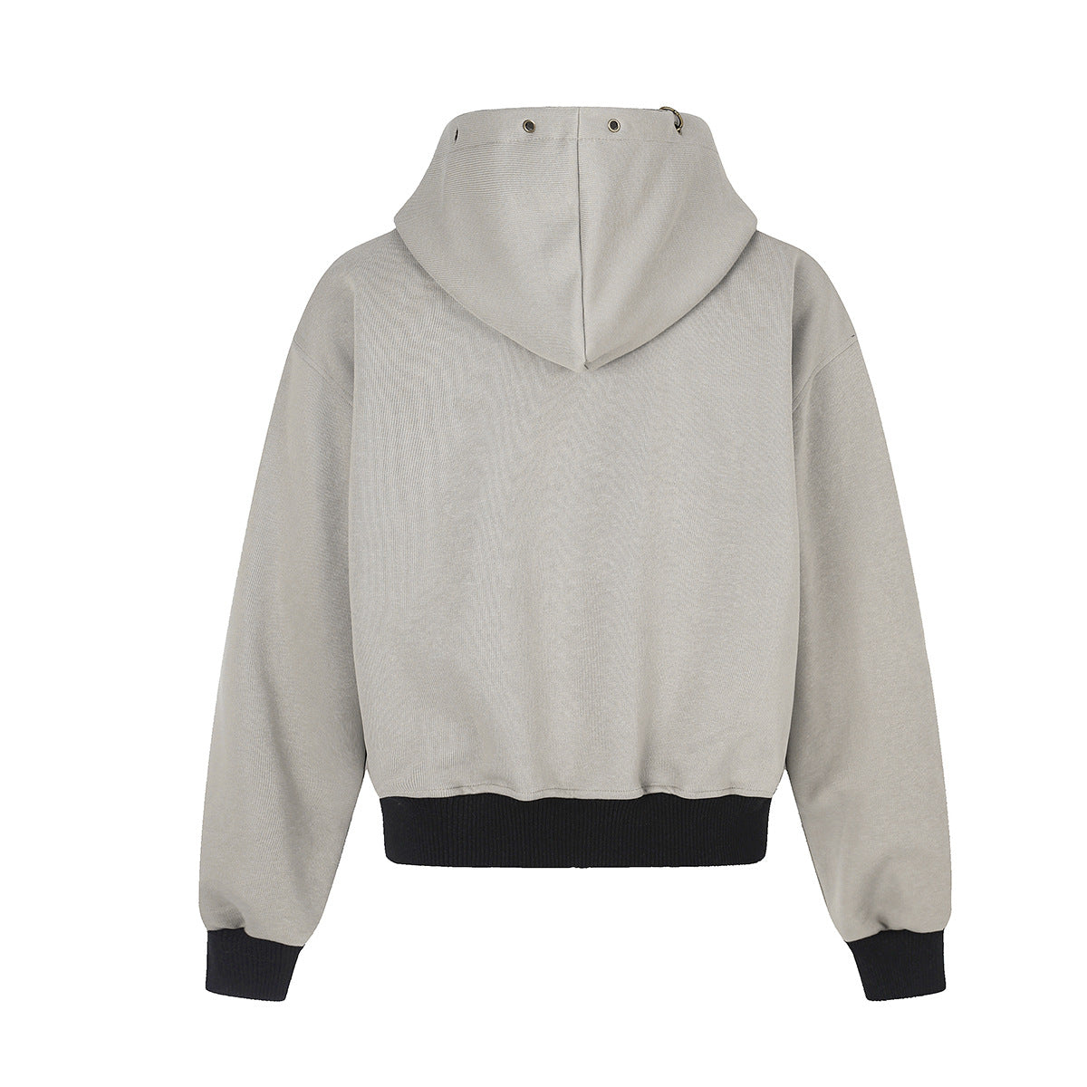 Star & Stripe Embroidered Zip-Up Hoodie with Bomber Ribbed Hem