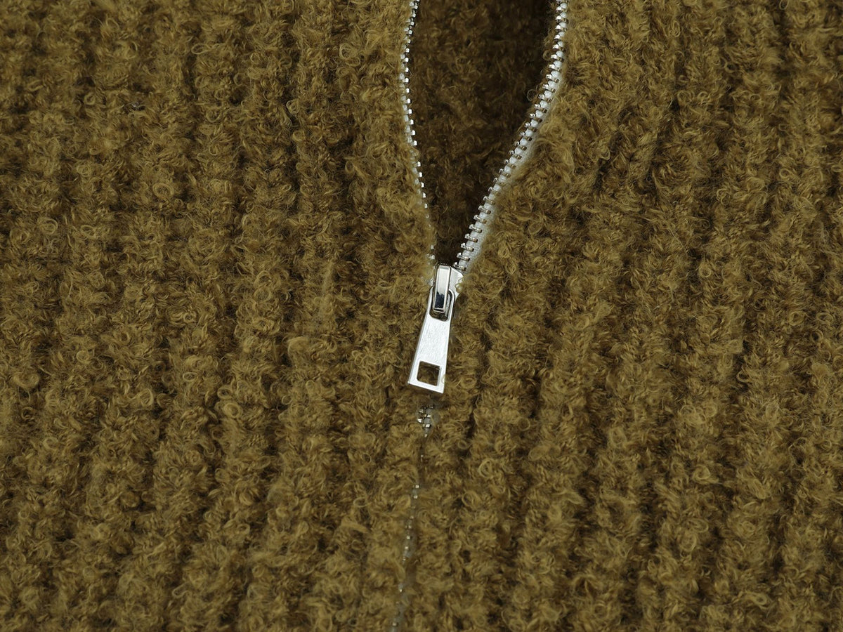 Sweater Zip Up Hoodie Bear Ear Knit Cardigan with Front Pockets